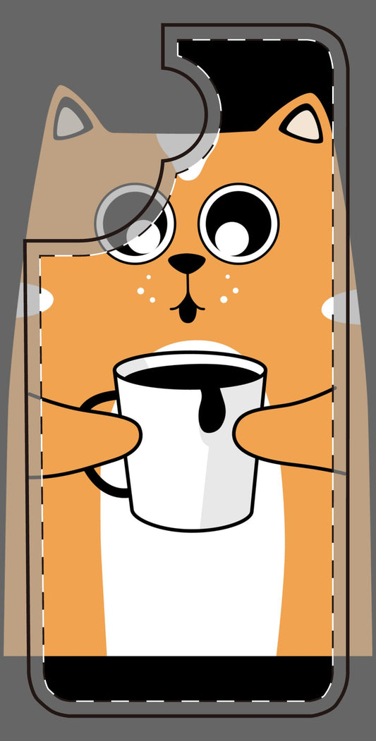 Cute Orange Cat Holding Coffee Phone Case — Colorful Kawaii Cat Phone Cover
